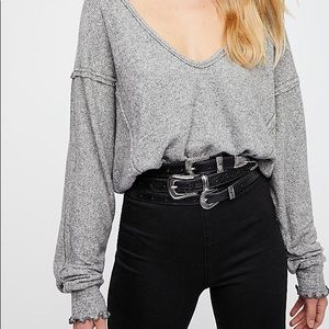 Free people long sleeve gray top
